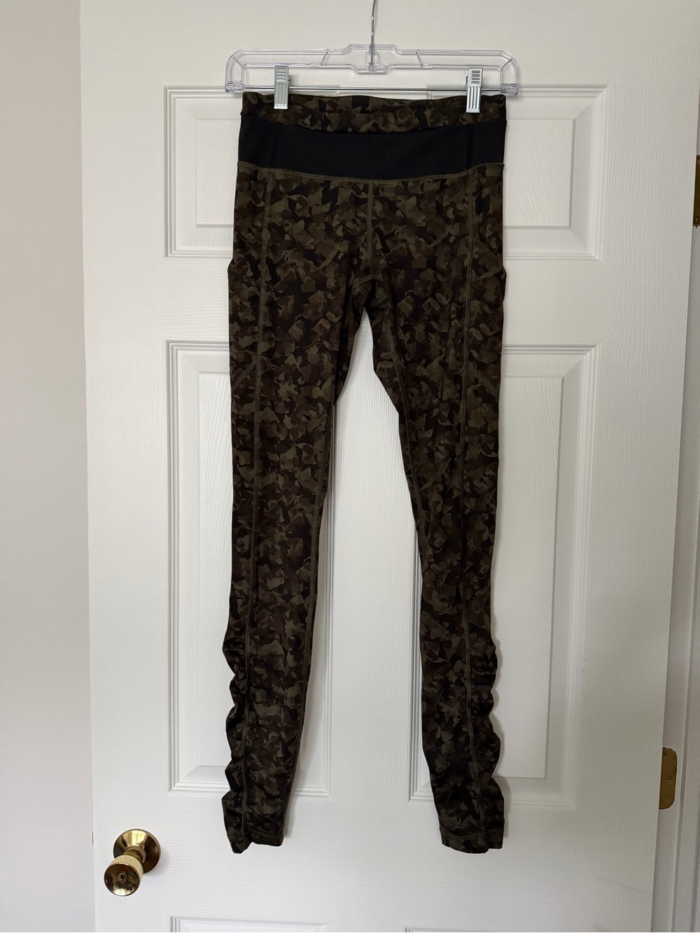 lululemon athletica Olive Green Camo Leggings with Black Waistband